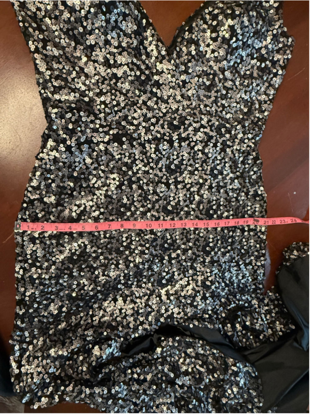 NFINITE FORM Black Silver Sequin Plunge V-Neck Maxi Evening Gown Size 18 - Picture 9 of 11
